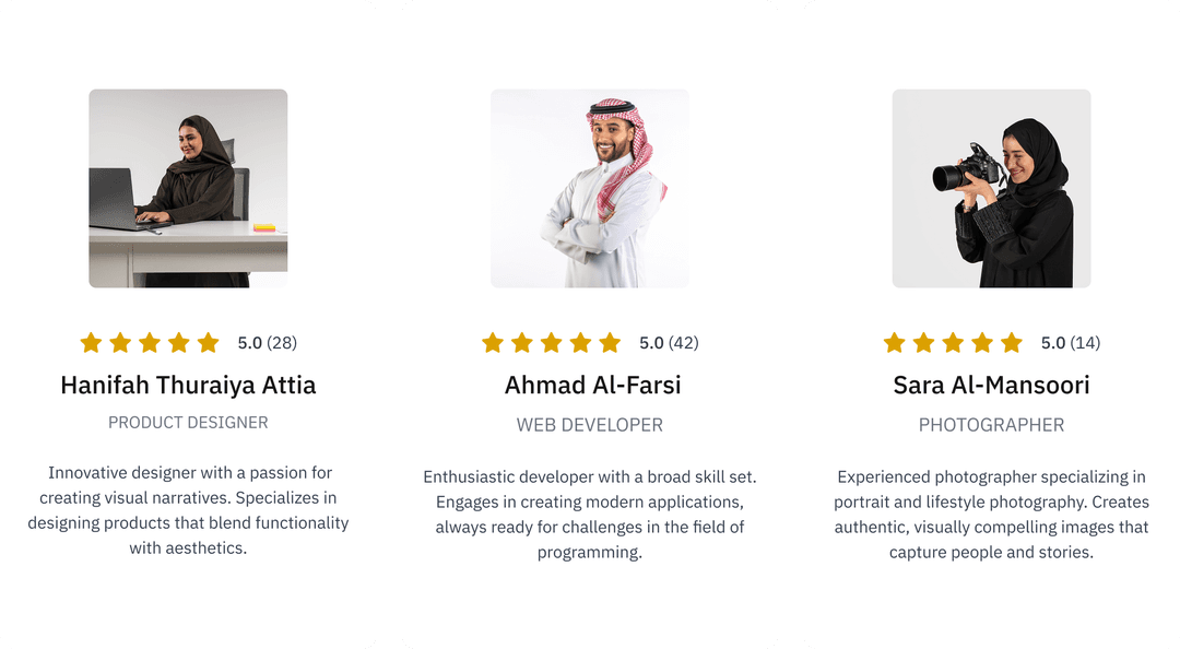 صورة مثال للعثور على مستقلين